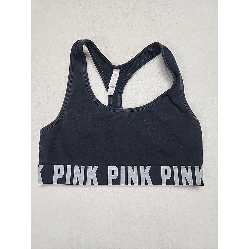 Pink by‎ Victoria's Secret Sports Bra Size Medium Black